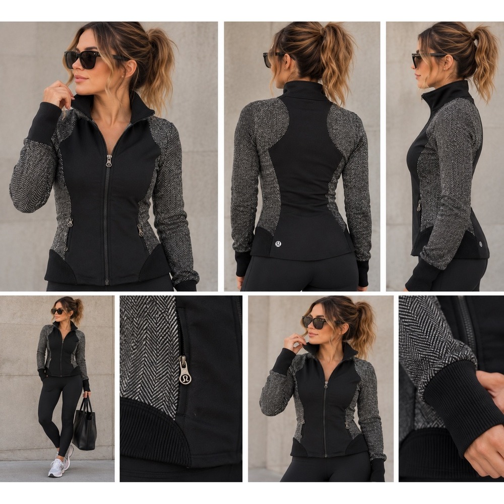 Lululemon Define Jacket Black Herringbone Full Zip Activewear Size 2
